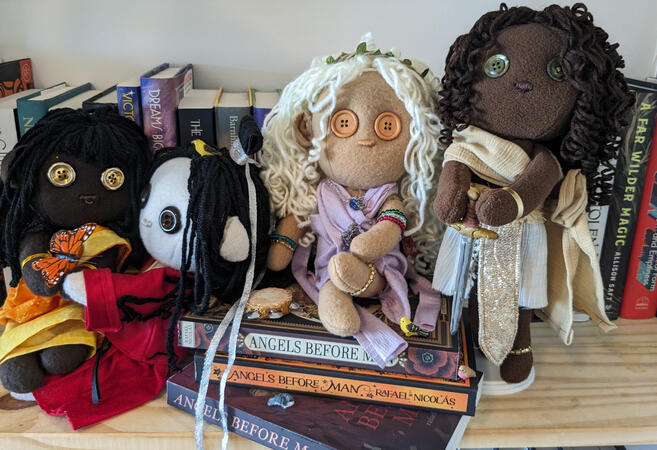 The four main characters of Rafael Nicolás's book Angels Before Man. Please ask for more details as they have too many to list here.